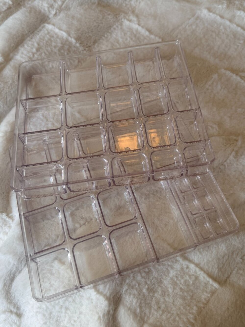 NEW mDesign Set of 2 Clear Acrylic Stackable Jewelry Trays Drawer Organizers